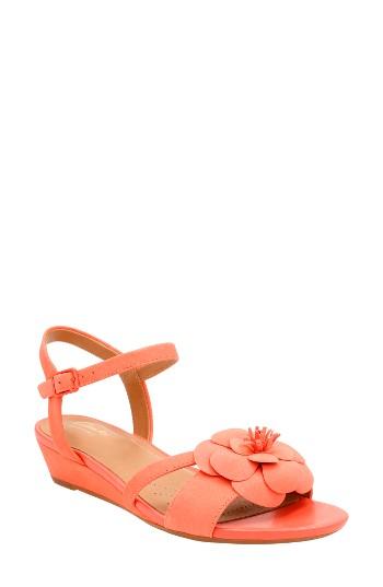 Women's Clarks Parram Stella Flower Wedge Sandal M - Coral