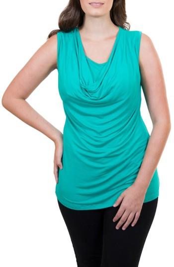 Women's Nurture-elle Cowl Neck Maternity/nursing Tank - Green