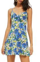 Women's Topshop Heavy Petal Knot Front Mini Dress Us (fits Like 0) - Blue