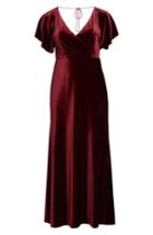 Women's Jenny Yoo Ellis Flutter Sleeve Stretch Velvet Gown - Red