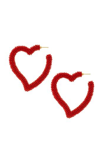 Women's Sachin & Babi Noir Beaded Heart Hoop Earrings.
