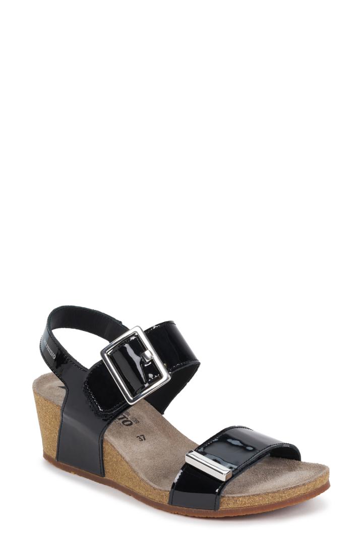 Women's Mephisto Morgana Wedge Sandal M - Black