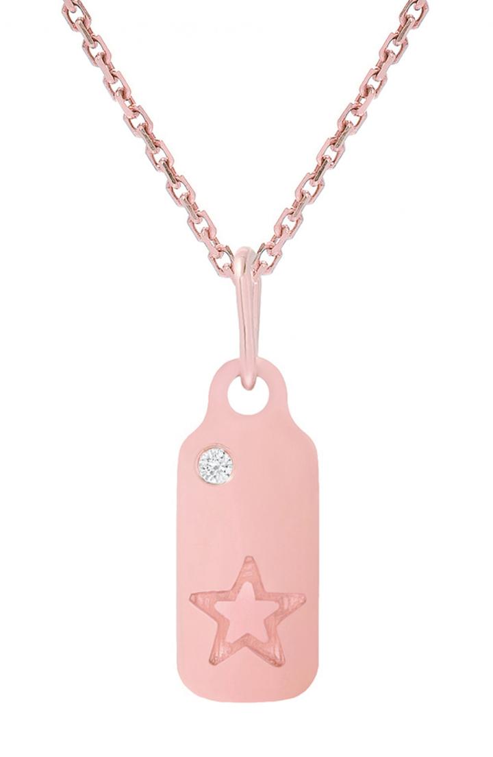 Women's Mini Mini Jewels Icons - Star Diamond Dog Tag Necklace
