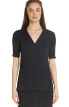 Women's Lafayette 148 New York Metropolitan Shine Plaited Rib Polo - Blue