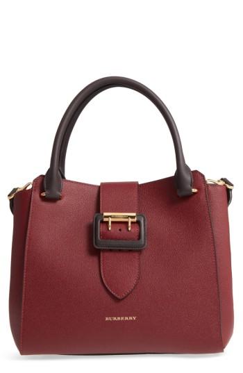 Burberry Medium Calfskin Leather Tote - Burgundy