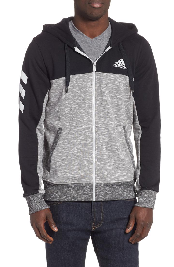 Men's Adidas Pick Up Colorblock Zip Hoodie, Size - Black