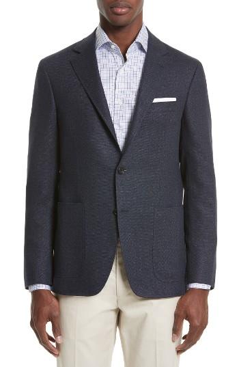 Men's Canali Kei Classic Fit Wool Blend Blazer R Eu - Blue