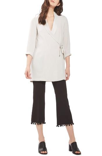 Women's Topshop Wrap Blazer Dress Us (fits Like 0-2) - Beige