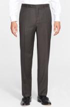 Men's Canali Flat Front Solid Wool Trousers