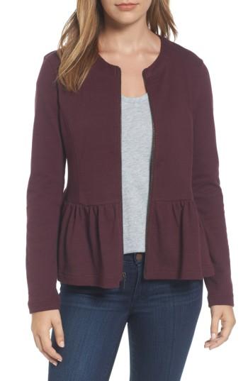 Women's Caslon Knit Peplum Jacket - Burgundy