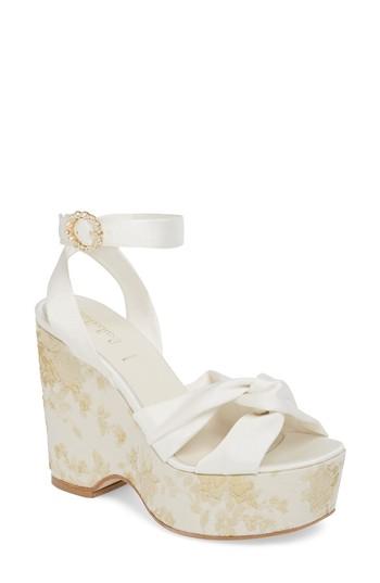 Women's Something Bleu Serena Brocade Platform Sandal .5 M - Ivory