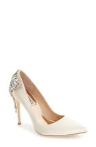 Women's Badgley Mischka 'gorgeous' Crystal Embellished Pointy Toe Pump .5 M - Ivory