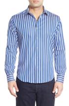 Men's Bugatchi Classic Fit Vertical Stripe Sport Shirt, Size - Blue