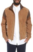 Men's Vince Colorblock Leather Track Jacket - Beige