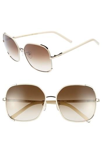 Women's Chloe 'nerine' 58mm Sunglasses - Gold/ Cream