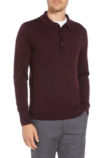 Men's Bonobos Slim Fit Long Sleeve Merino Wool Polo - Red