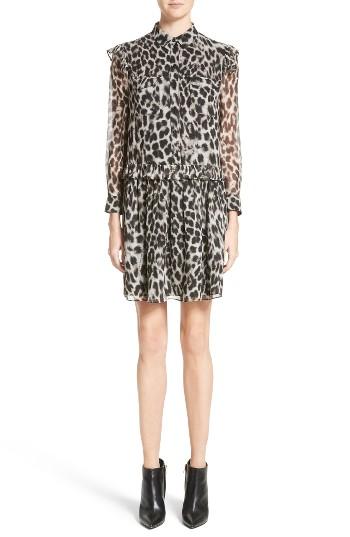 Women's Burberry Isaline Leopard Print Silk Dress - Brown