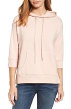 Women's Caslon Woven Inset Knit Hoodie - Pink