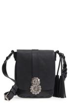 Saint Laurent Floral Clasp Leather Crossbody Bag - Black