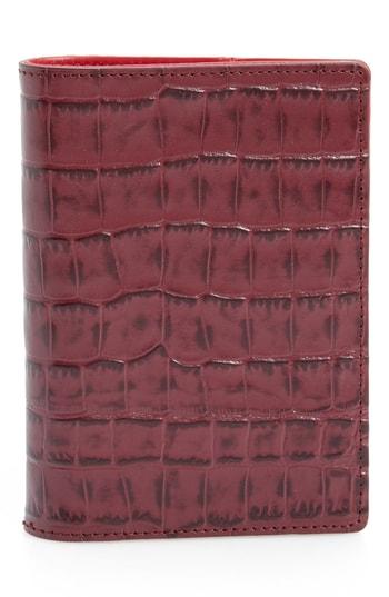Nordstrom Croc Embossed Leather Passport Holder - Burgundy