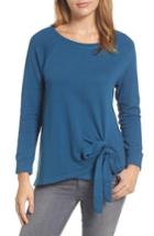 Women's Caslon Tie Front Sweatshirt Tunic, Size - Blue