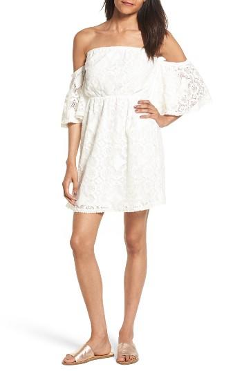 Women's Soprano Blouson Lace Minidress - Ivory