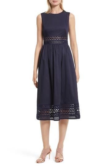 Women's Ted Baker London Tharia Stretch Cotton Midi Dress - Blue