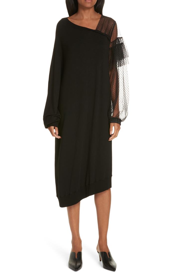 Women's Clu Mix Media Asymmetrical Hem Ruffle Dress