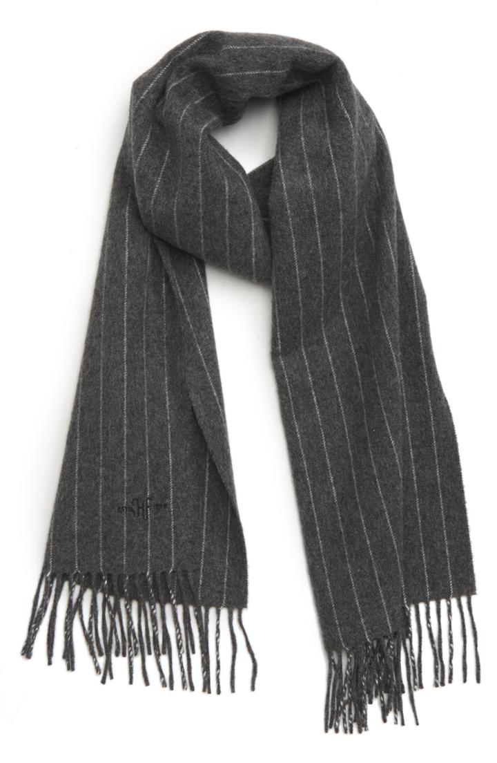 Men's Hickey Freeman Pinstripe Cashmere Scarf, Size - Grey