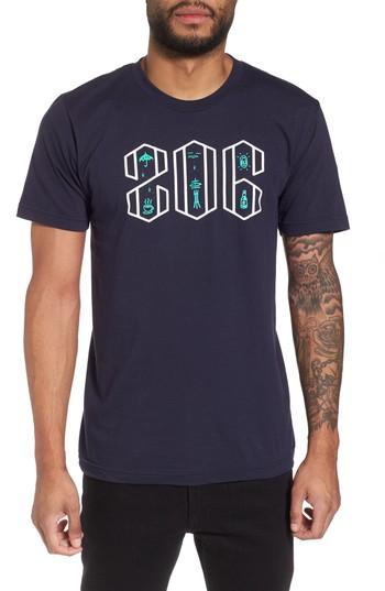 Men's Casual Industrees Area Code Icons Graphic T-shirt - Blue