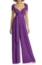 Women's Dessy Collection Convertible Wide Leg Jersey Jumpsuit - Purple