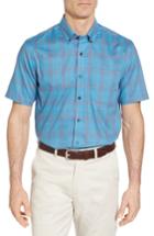 Men's Cutter & Buck Isaac Plaid Easy Care Woven Shirt, Size - Blue