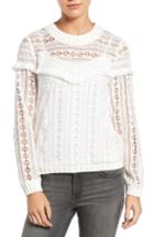 Women's Trouve Fringe Lace Sweatshirt - White