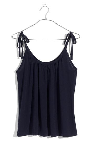 Women's Madewell Gathered Neck Tank, Size - Blue
