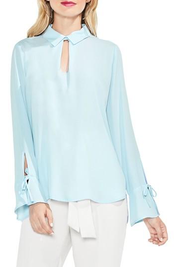 Women's Vince Camuto Flare Cuff Keyhole Blouse, Size - Blue