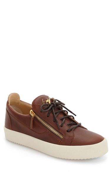 Men's Giuseppe Zanotti Side Zip Low Top Sneaker Eu - Brown