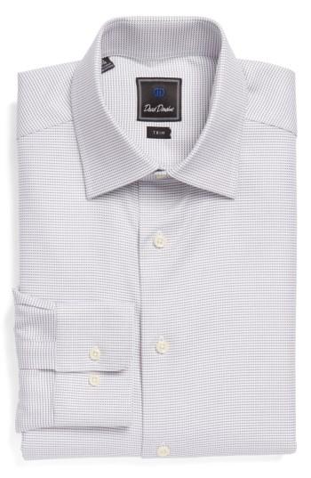 Men's David Donahue Trim Fit Check Dress Shirt .5 - 34/35 - Grey