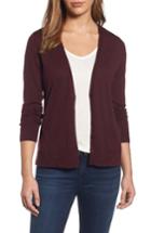 Women's Halogen V-neck Merino Wool Cardigan - Burgundy