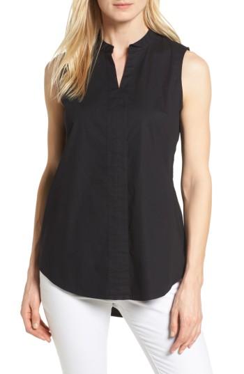 Women's Eileen Fisher Stretch Organic Cotton Classic Collar Tunic - Black