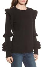 Women's Hinge Ruffle Sleeve Sweater, Size - Black