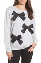 Women's Halogen Bow Detail Sweatshirt, Size - Grey