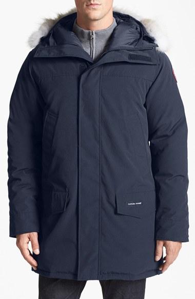 Men's Canada Goose Langford Slim Fit Down Parka With Genuine Coyote Fur Trim, Size - Blue