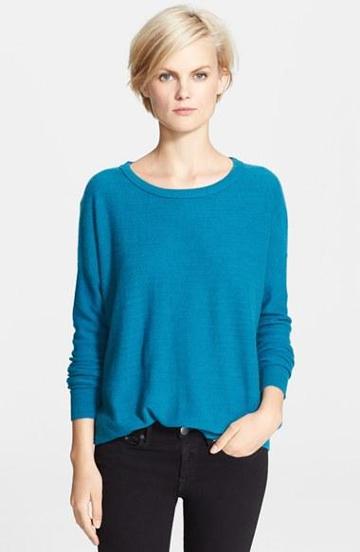 Vince 'square' Cashmere Sweater Peacock