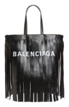 Balenciaga Small Laundry Cabas Fringe Calfskin Tote - Black