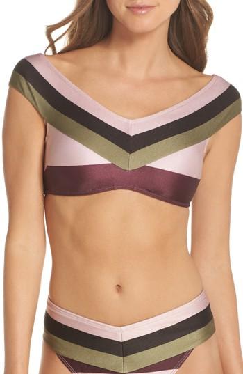 Women's Ted Baker London Imperial Stripe Bardot Bikini Top - Pink