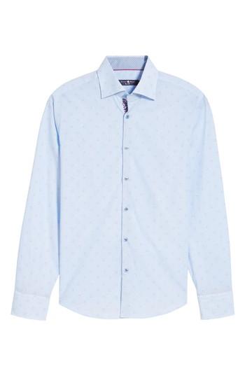 Men's Stone Rose Slim Fit Dot Sport Shirt (l) - Blue