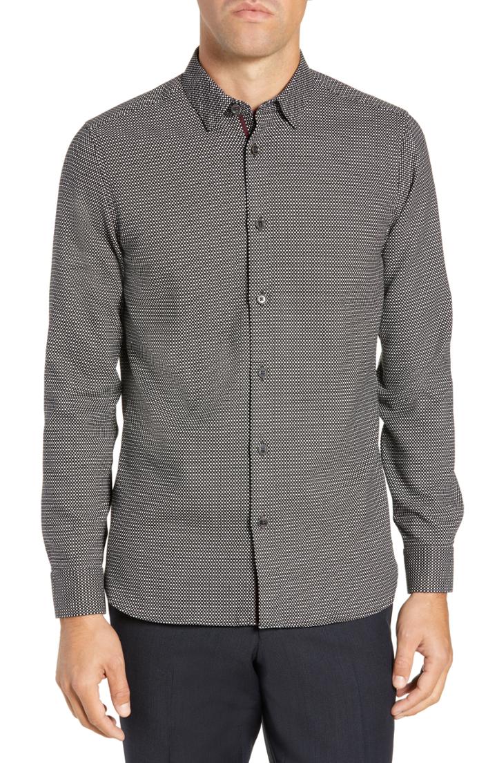 Men's Ted Baker London Wapping Slim Fit Textured Shirt (l) - Black