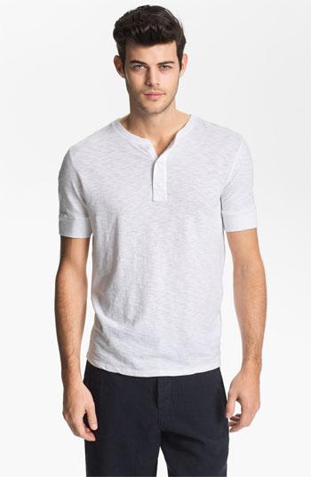 Vince Slubbed Cotton Henley T-shirt White