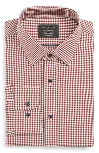 Men's Nordstrom Men's Shop Tech-smart Traditional Fit Check Stretch Dress Shirt .5 - 32/33 - Red