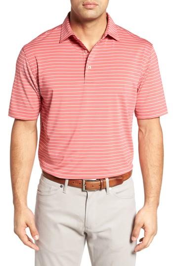 Men's Peter Millar Halifax Pinstripe Stretch Jersey Polo, Size - Red
